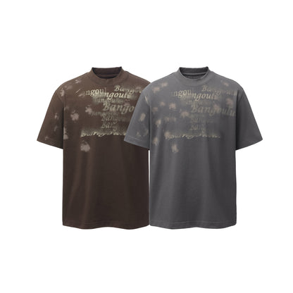 Bleach Washed Logo Print Short Sleeve T-Shirt WN25555