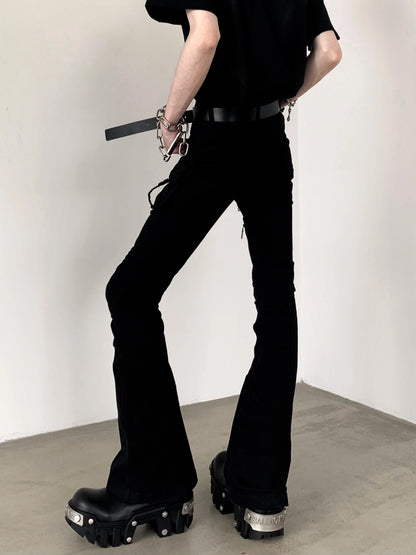 Zipper Design Flare Cargo Denim Jeans WN20348