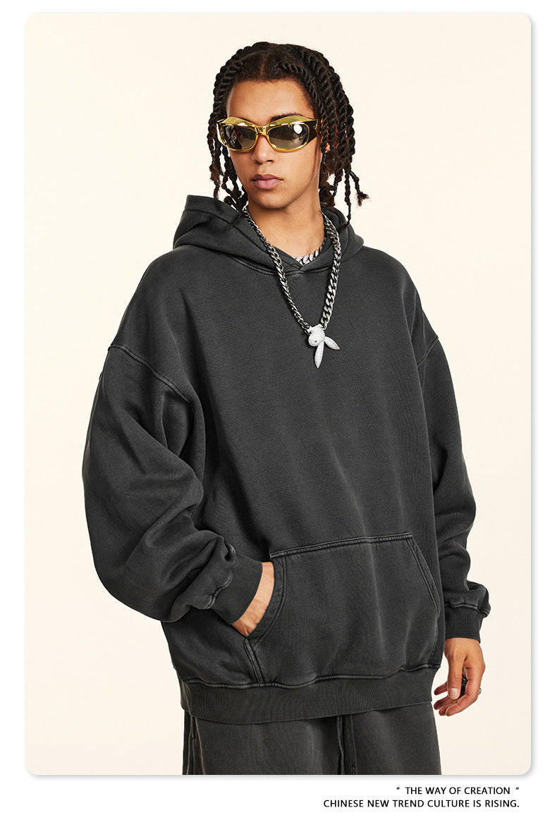 Washed Fleece Lining Oversize Hoodie WN9961
