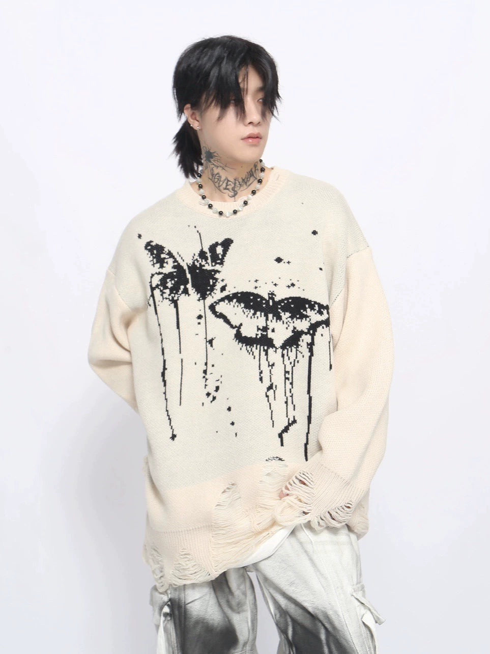 Oversize Graffiti Design Knit Sweater WN8758