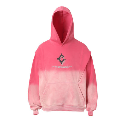 Cracked Letter Gradient Patchwork Hoodie WN11376