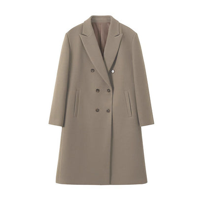 Double-Breasted Woolen Long Coat WN10153