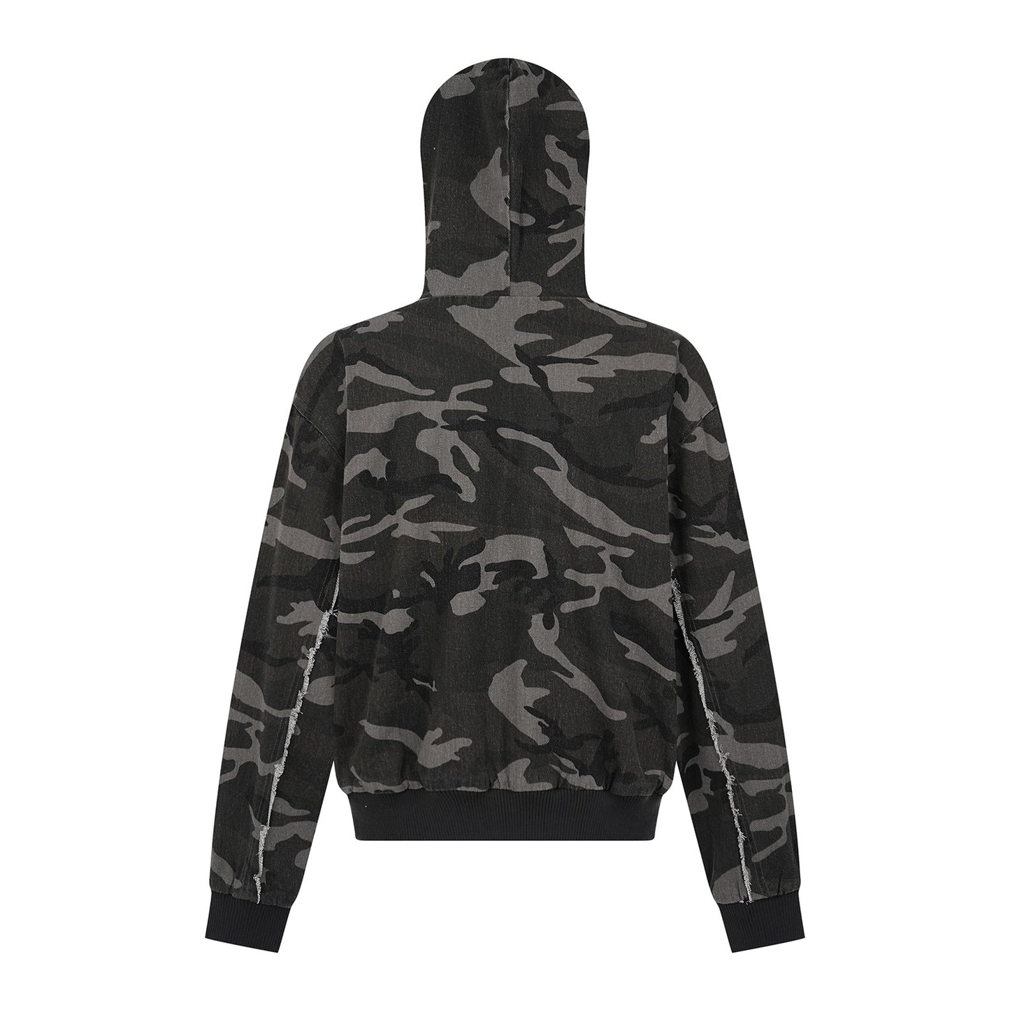 Camouflage Raw-Edge Zipper Hoodie WN11269