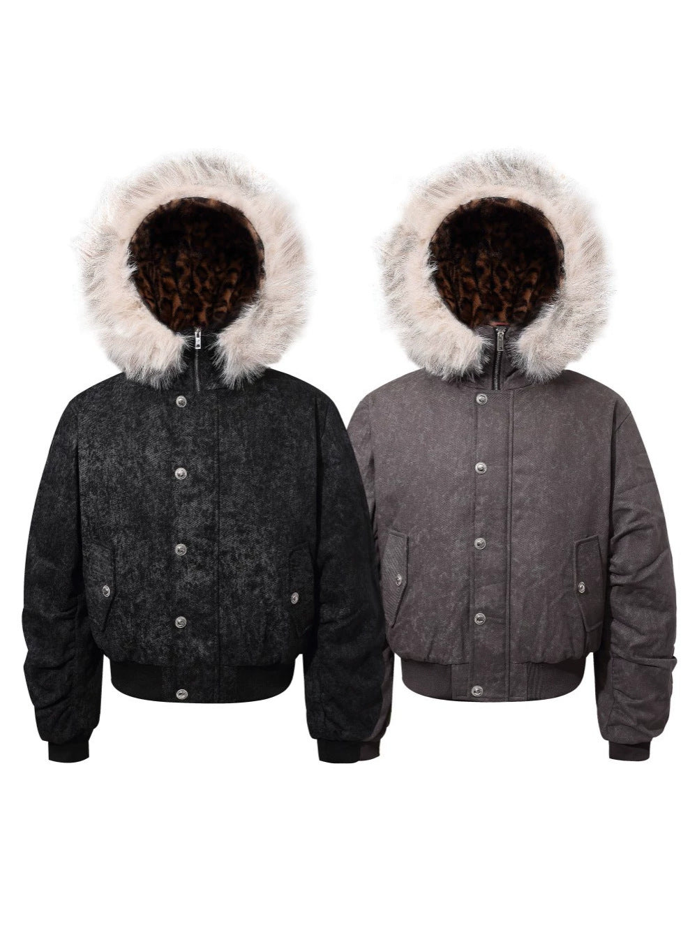Detachable Fake Fur Hooded Puffer Jacket WN28069