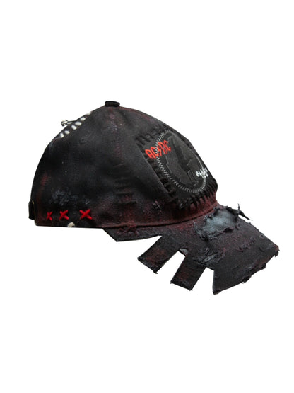 Irregular Damage Punk Curved-Brim Cap WN21116
