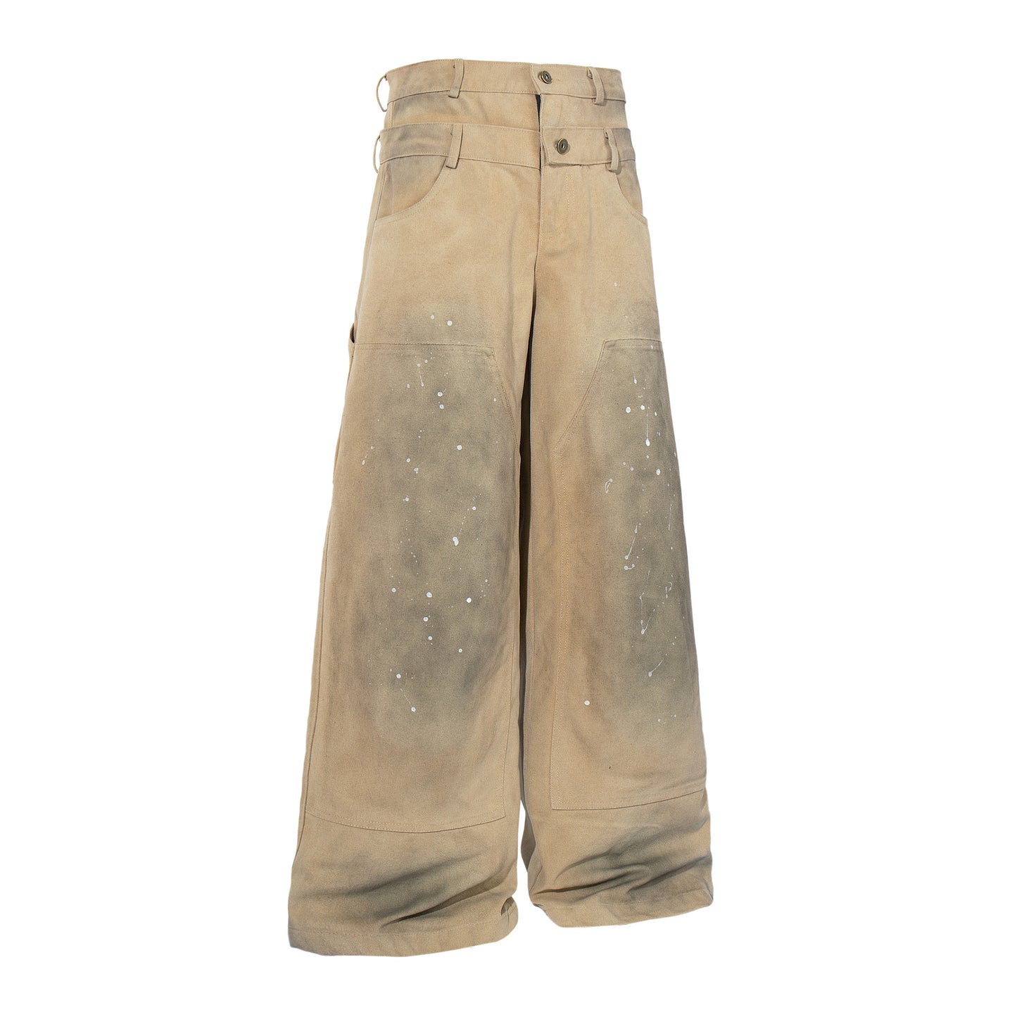 Dirty Dye Paint Splatter Wide Leg Denim Jeans WN25681