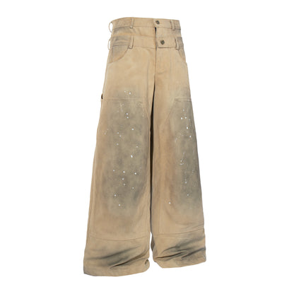 Dirty Dye Paint Splatter Wide Leg Denim Jeans WN25681