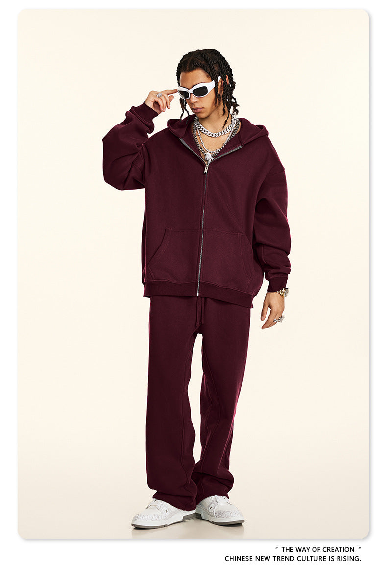 Fleece Lining Oversize Washed Zipper Hoodie WN9943