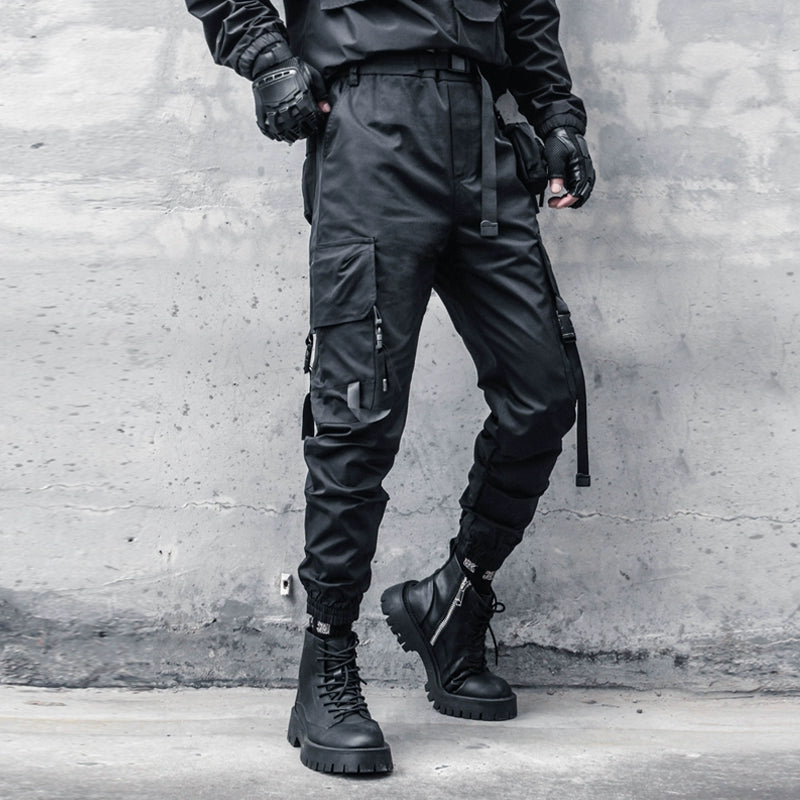 Tactical Cuffed Cargo Pants & Zipper Waist Bag WN22376