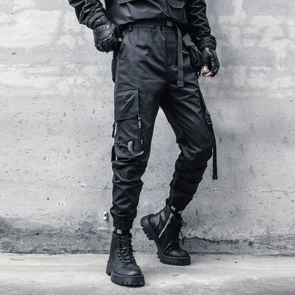 Tactical Cuffed Cargo Pants & Zipper Waist Bag WN22376