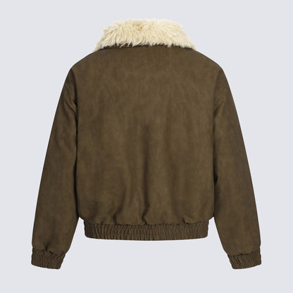 Fake Fur Collar Cropped Utility Jacket WN28023