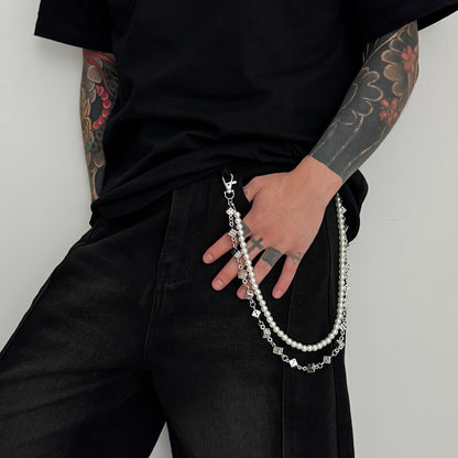 Dice Pearl Beads Pants Chain WN21060