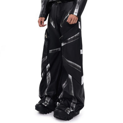 Patchwork Oversize PU Leather Jacket & PU Leather Pants Setup WN20510