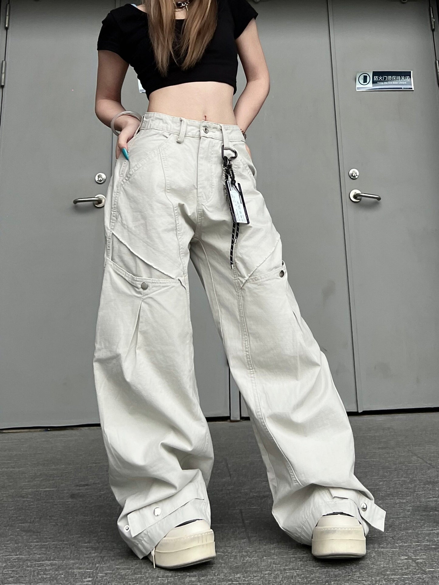 Panel Rivet Wide Leg Pants WN24162