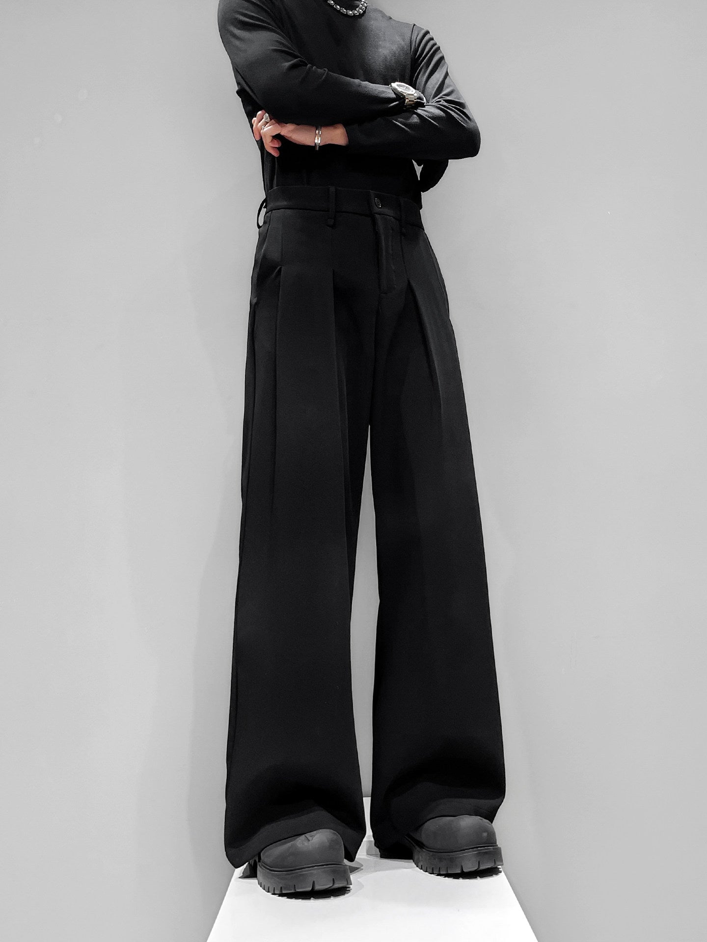 Draped Flare Straight Trousers WN23869
