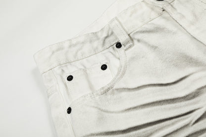 Washed Whisker Straight Denim Jeans WN25909