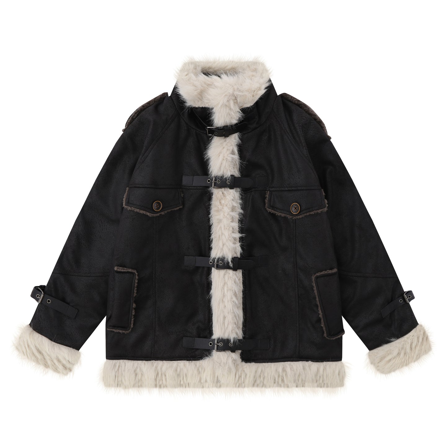 Suede Fleece Linning Furry Jacket WN10993