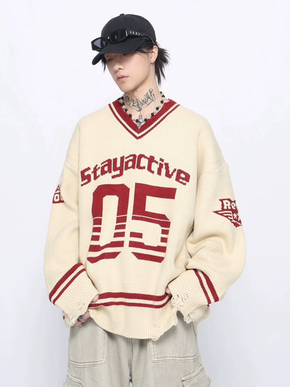 Oversize V-neck Knit Sweater WN8748