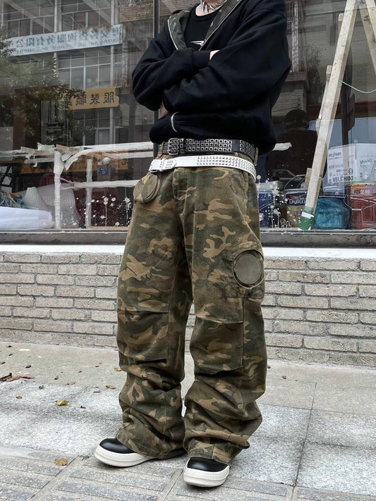 Camouflage Straight Cargo Pants WN9002