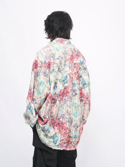 Butterfly Graffiti Print Oversize Shirt WN8725