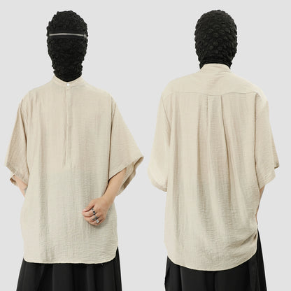 Standing-Collar Sleeve Short Sleeve Shirt WN20155