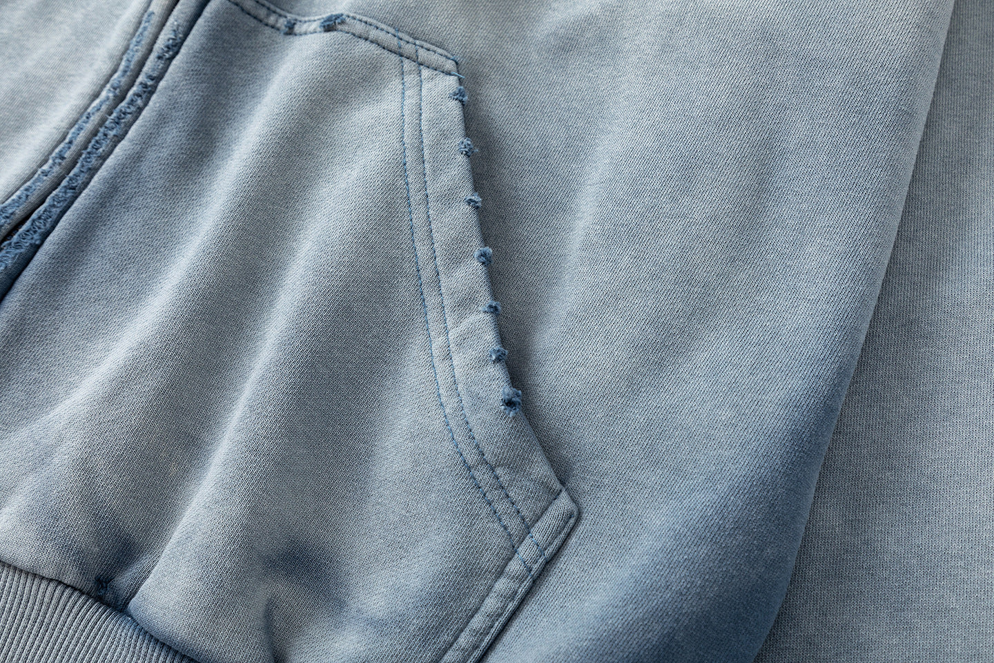Washed Damage Print Boxy Zipper Hoodie WN25868