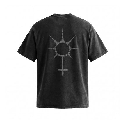 Fade Washed Skull Number Print Short Sleeve T-Shirt WN25769