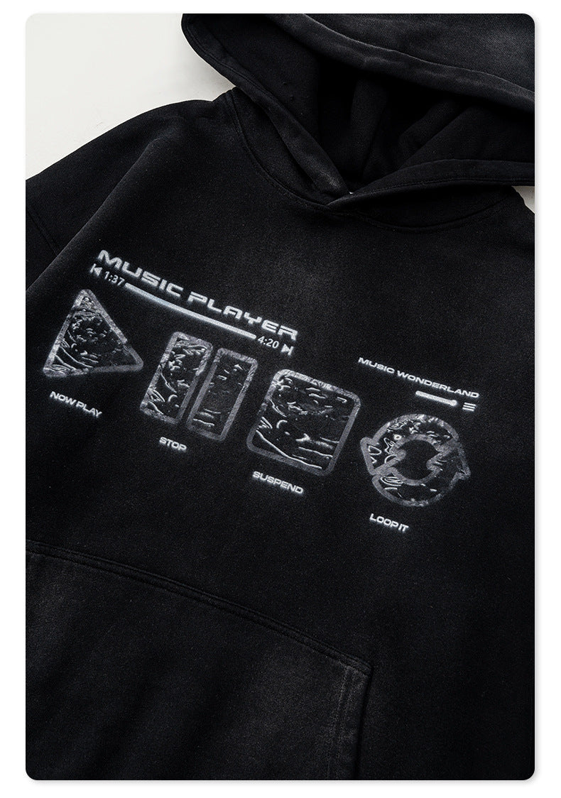 Washed Heavy Weight Print Hoodie WN7864