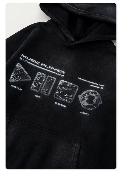 Washed Heavy Weight Print Hoodie WN7864