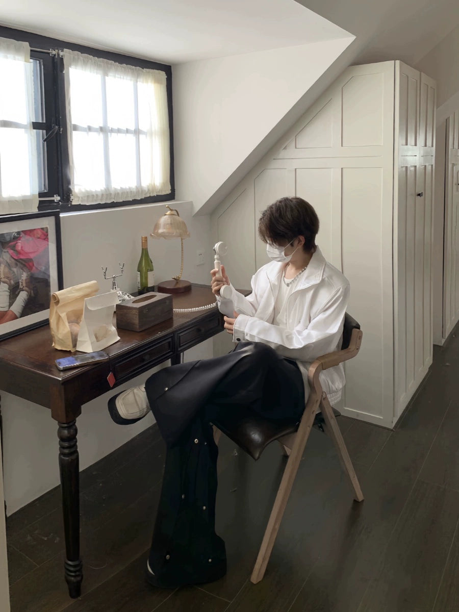 Liquid Gloss Metal Design Zipper Jacket WN19783