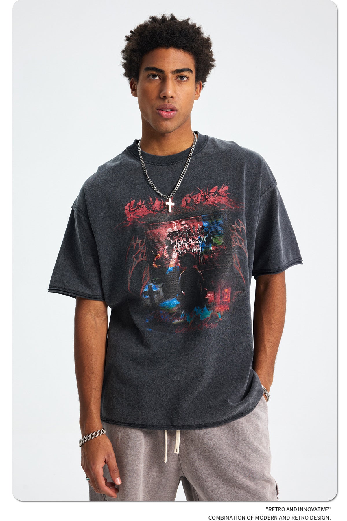 Heavyweight Washed Wax Dye Rolled Sleeve T-Shirt WN16273