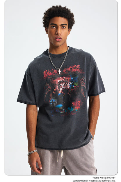 Heavyweight Washed Wax Dye Rolled Sleeve T-Shirt WN16273