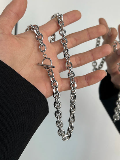 OT Buckle Cuban Chain Titanium Steel Necklace WN19233