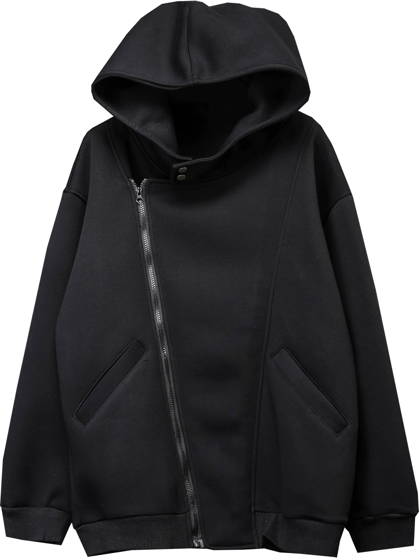 Oversize Asymmetric Zip Tactical Hoodie WN22312