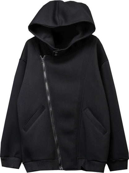 Oversize Asymmetric Zip Tactical Hoodie WN22312