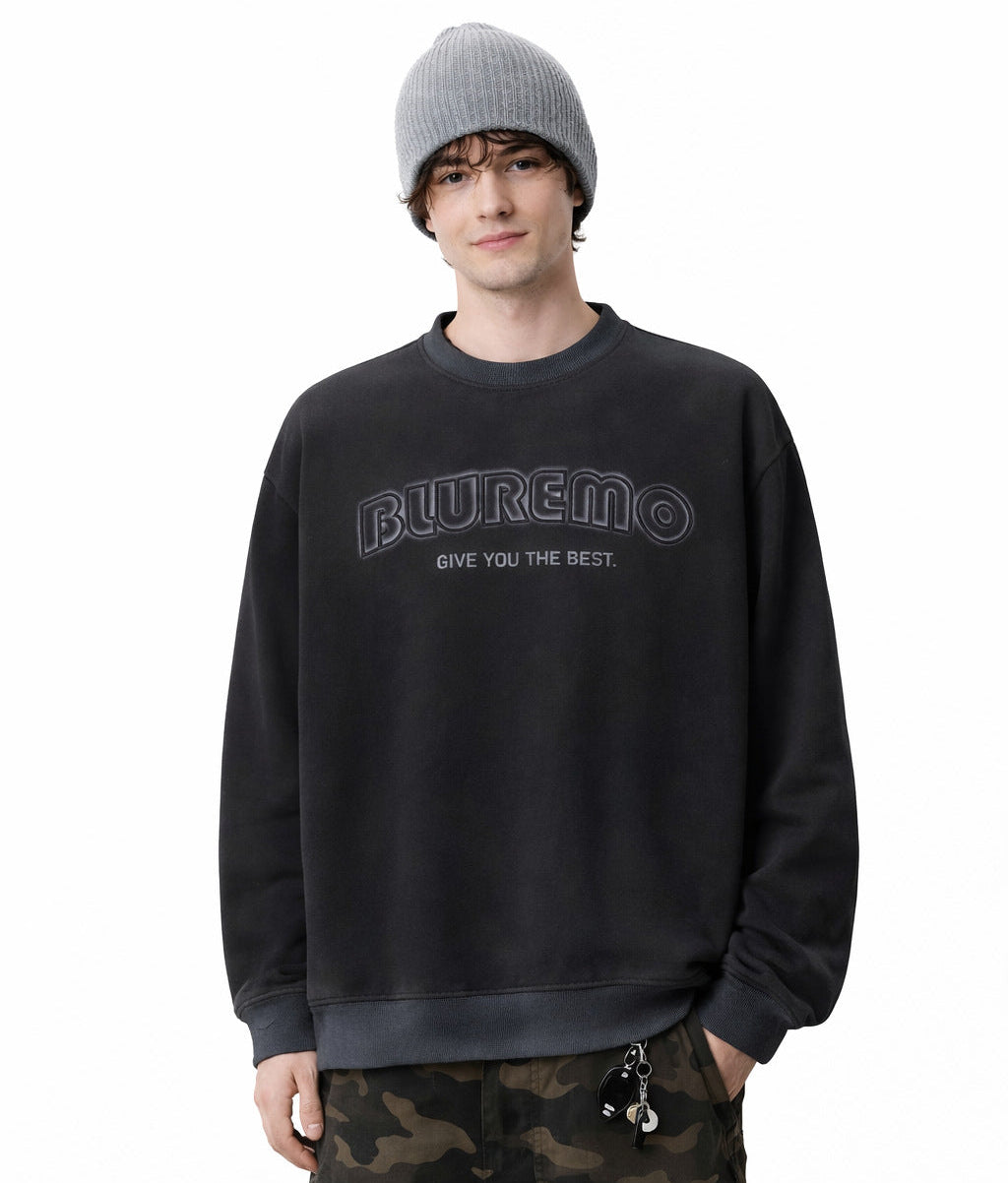 Washed Gradient Letter Embroidery Sweatshirt WN28116
