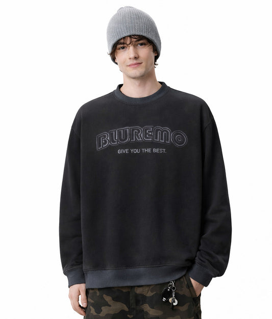 Washed Gradient Letter Embroidery Sweatshirt WN28116