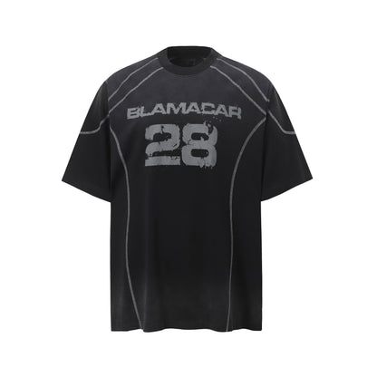 Washed Number Print Oversize Short Sleeve T-Shirt WN24485