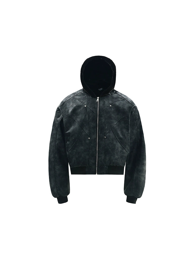 Fur Plush Hooded Suede Zipper Jacket WN22176