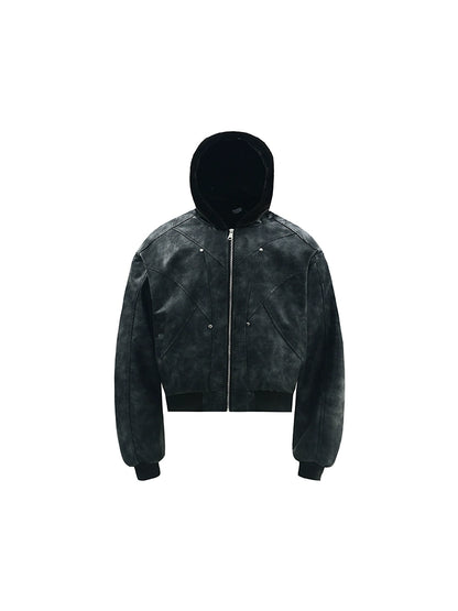 Fur Plush Hooded Suede Zipper Jacket WN22176