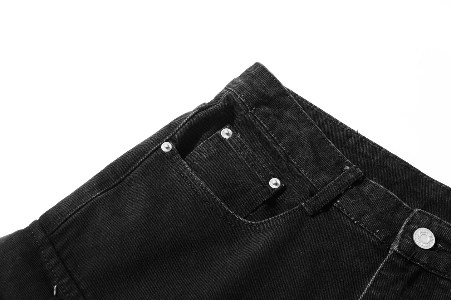 Washed Damage Multi-Pocket Straight Cargo Denim Jeans WN26078