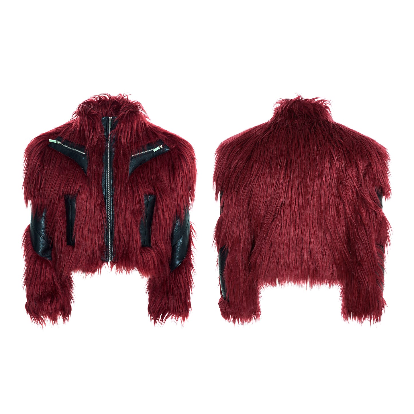 Fake Fur Panel Design Short Jacket WN22706
