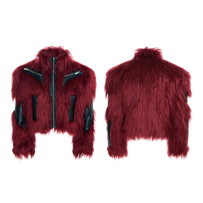 Fake Fur Panel Design Short Jacket WN22706