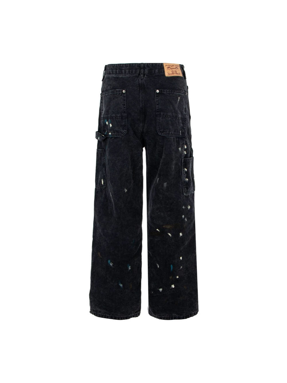 Paint Damage Cargo Straight Denim Jeans WN28093
