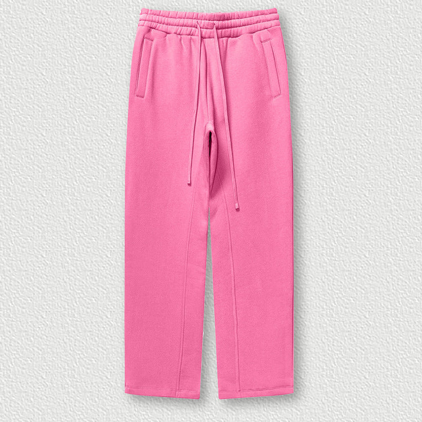 Cropped Sporty Zipper Hoodie & Sweat Jogger Pants & Straight-Leg Sweatpants Setup WN23116