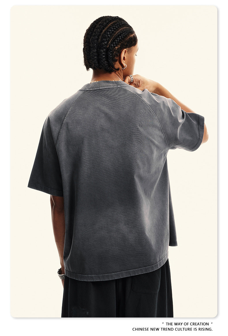 Washed Gradient Raglan Sleeve T-Shirt WN6065