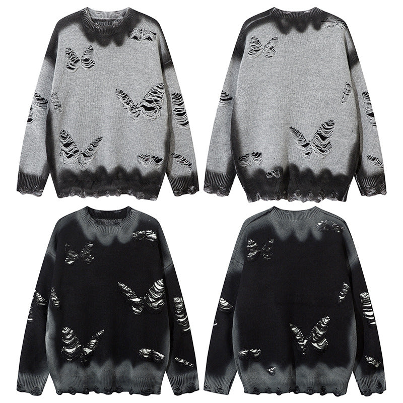 Tie-Dye Butterfly Design Knit Sweater WN11411