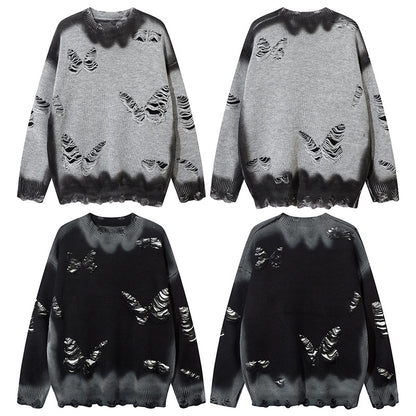 Tie-Dye Butterfly Design Knit Sweater WN11411