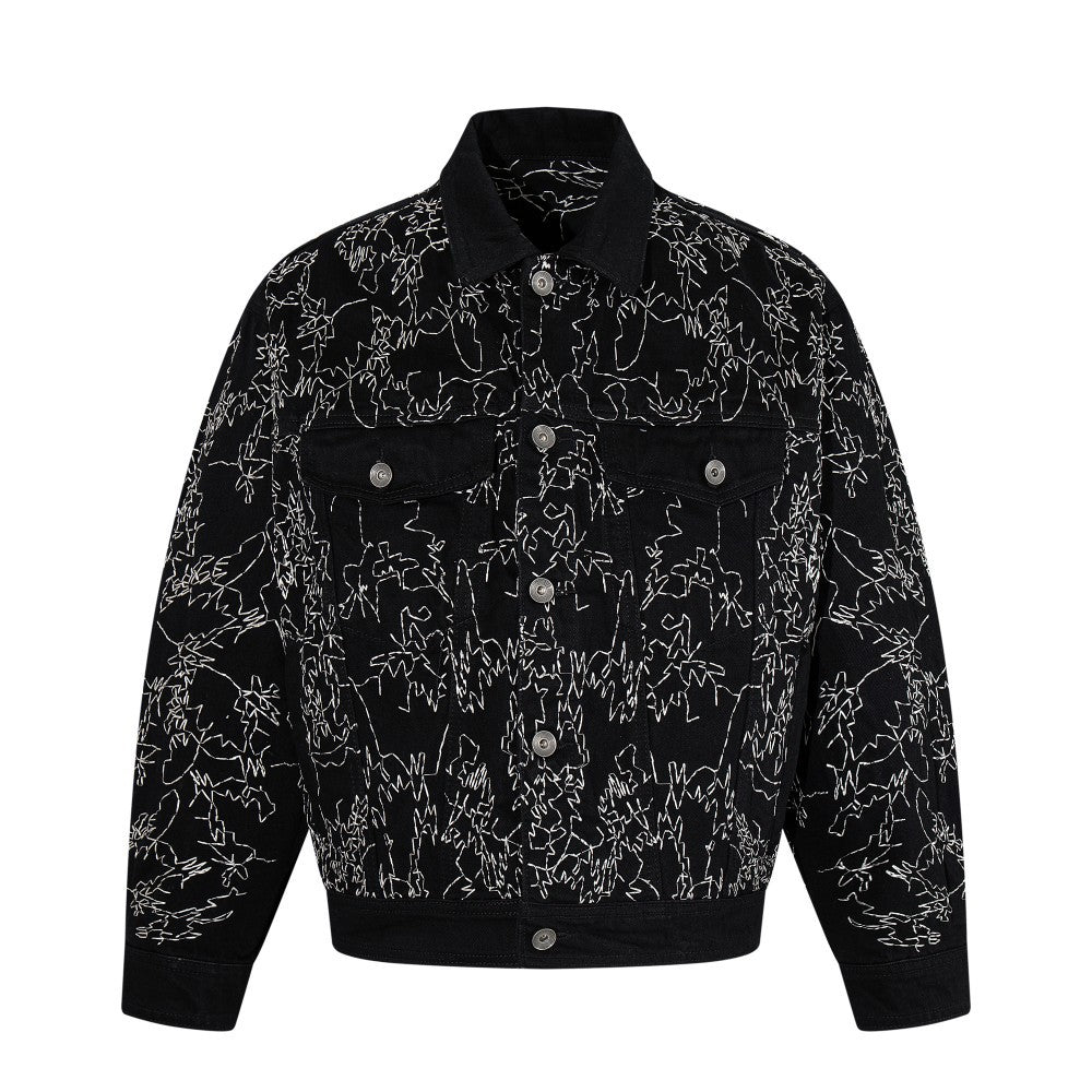 Allover Line Embroidery Denim Jacket WN28087
