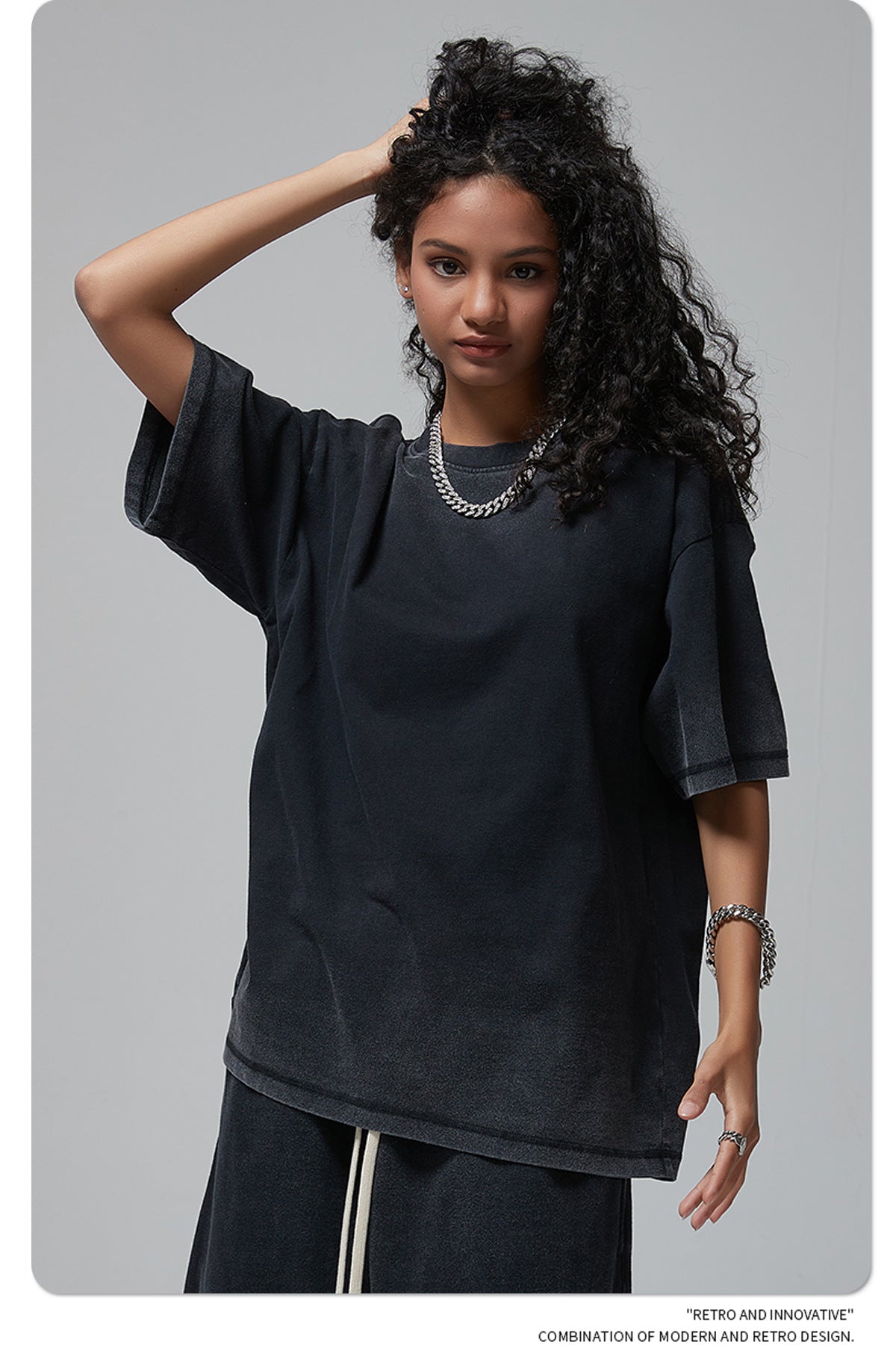 Vintage Dyed Oversize Short-sleeve T-shirt & Vintage Dyed Short Sweatpants Setup WN6642